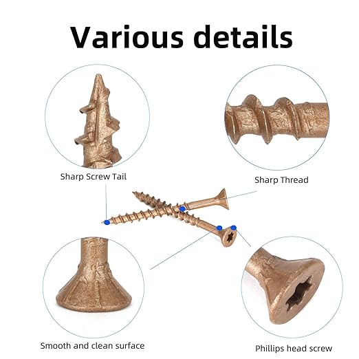 Wood Screws #8 x 2’’, T25 Star Torx Drive Flat Head Deck Screws, Brown, 127Pcs (1lb)