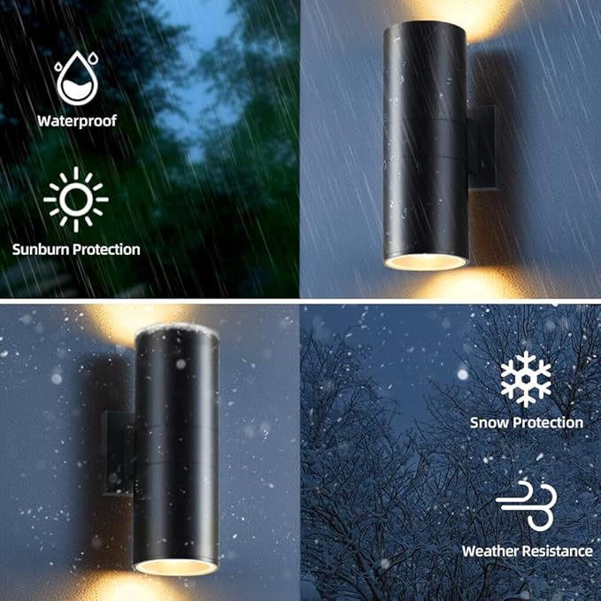 SHIMR Modern Outdoor Wall Lights Color Changing, RGBCW Smart Outdoor Lights with Remote Control, Waterproof Antirust Black Aluminum Exterior Lighting Fixtures Up and Down Lights [ETL Listed]