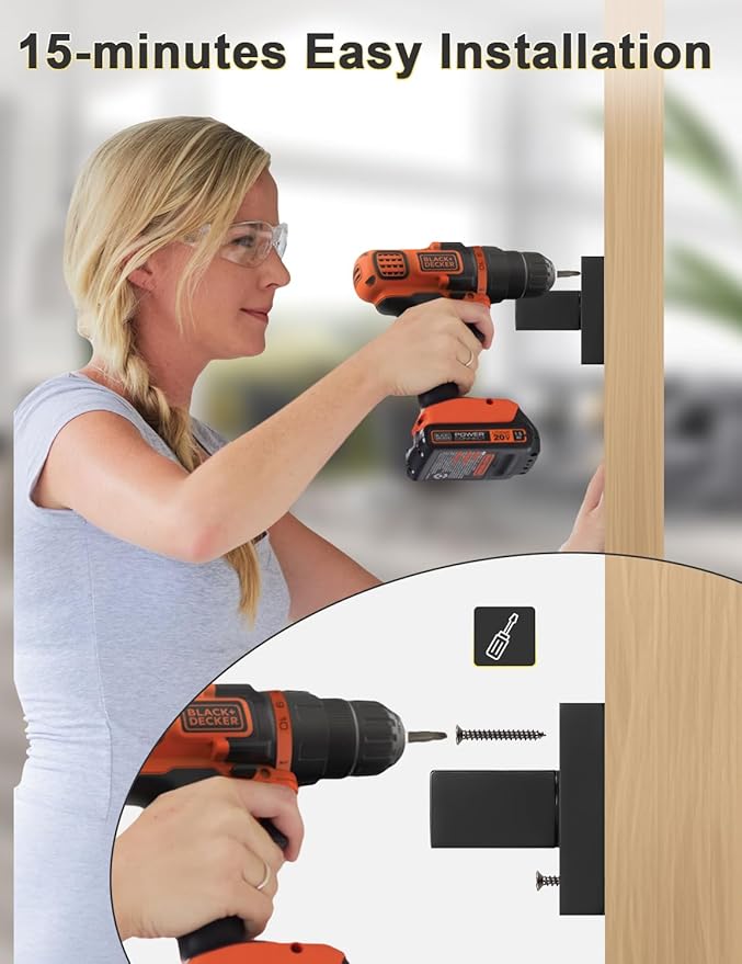 4 Pack Dummy Door Handles for Left Hand and Right Hand, Square Black Door Konbs for Closets, Non-Turning Single Side Pull