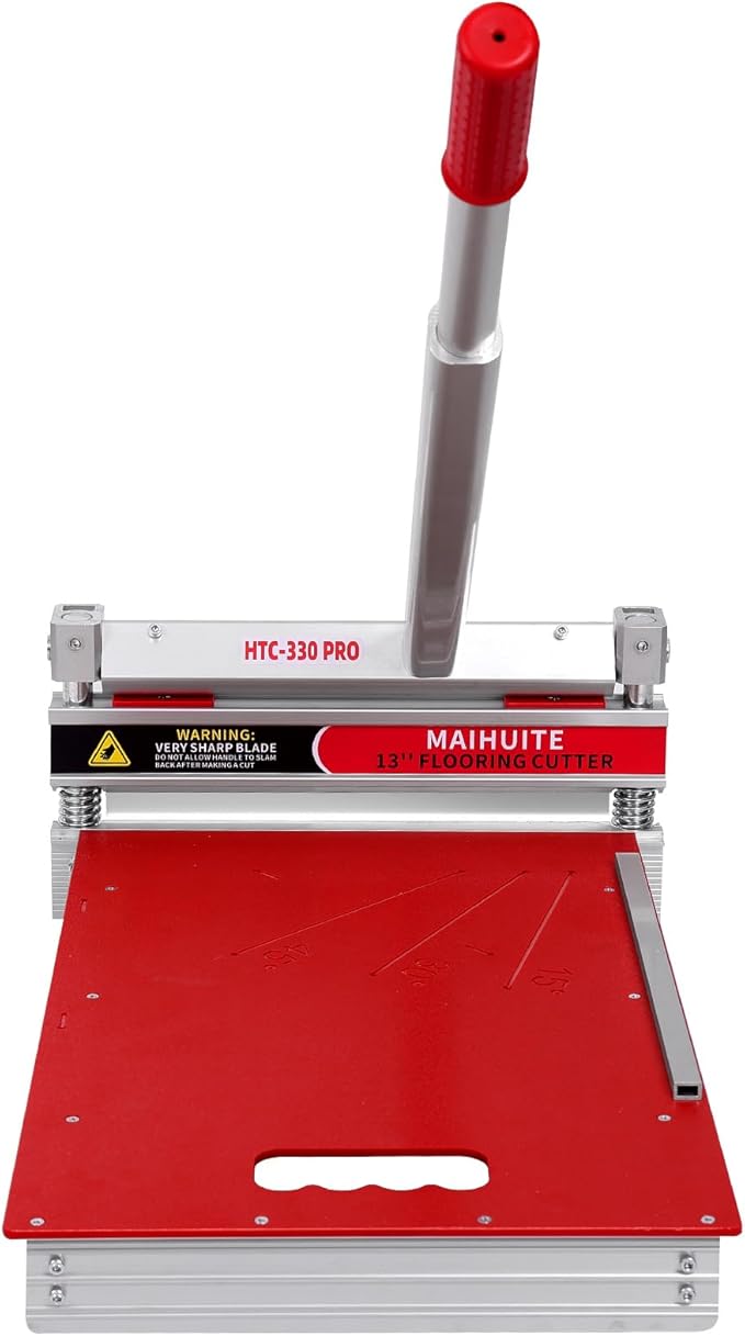 13" Laminate Floor Cutter – 17mm Manual Vinyl Plank Cutter for LVP, SPC, WPC, Bamboo & Engineered Wood | Dust-Free Flooring Cutter Tool with 0°-45° Adjustable Angle & Tungsten Steel Blade
