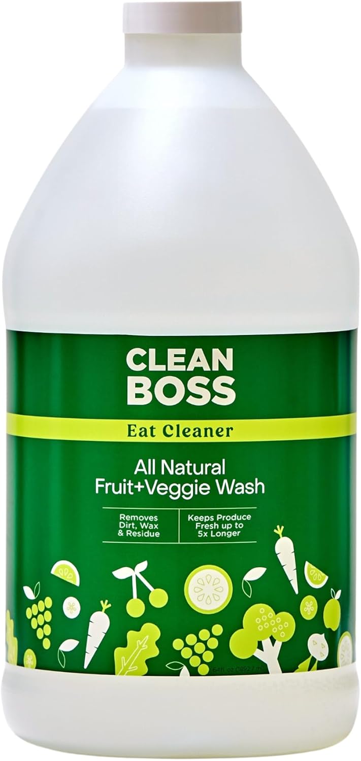 CleanBoss Eat Cleaner Triple-Action Fruit + Veggie Wash Refill - 64 oz - Removes Harmful Residue - Keeps Produce Fresh Up to 5X Longer - Vegan, Gluten Free