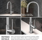KRAUS Oletto Modern Industrial Pull-Down Single Handle Kitchen Faucet in Spot Free Stainless Steel, KPF-2654SFS