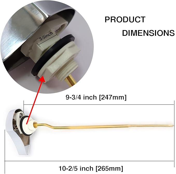 Left Hand Side Mount Trip Lever - Compatible with Toto Drake & Eco Drake Toilets - Replacement Parts THU068 Fits for Tank #ST743 / #ST743E, Chrome Finishes