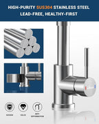 APPASO Kitchen Faucet with Soap Dispenser Brushed Nickel, Pull Down Commercial Single Handle High Arc Faucet for Sink, Stainless Steel Kitchen Faucet for Sink 2 or 4 Hole