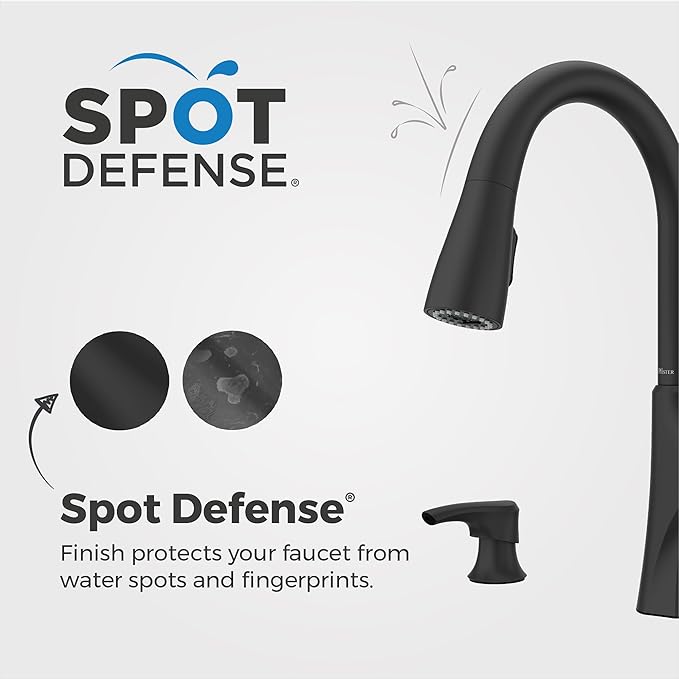 Pfister Miri 2.0 Kitchen Faucet with Pull Down Sprayer and Soap Dispenser, Single Handle, High Arc, NSF Certified, Spot Defense Matte Black Finish, F5297MRRSDB