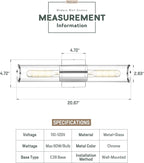 Bathroom Vanity Light Fixtures, Chrome Wall Lights in Clear Glass Indoor Wall Sconce, Modern Wall Light Up and Down Wall Mount Lamp for Bathroom, Bedroom, Hallway, Kitchen, VL834-CH-CL