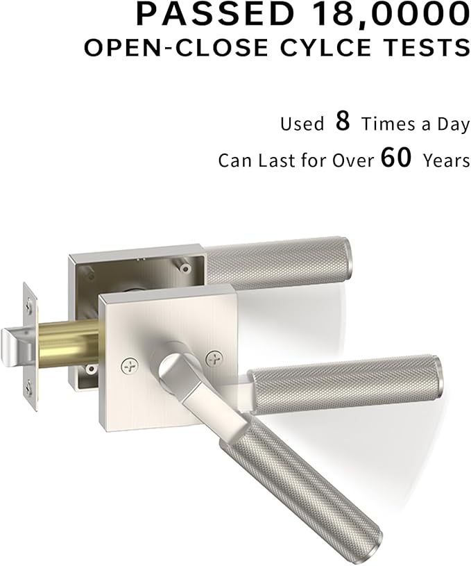 Asidrama 6 Pack Brushed Nickel Passage Door Handles, Door Lever with Door Knobs Indoor for Bedroom or Bathroom, Heavy Duty Door Handles Interior with Locks for Left Right Sided Doors