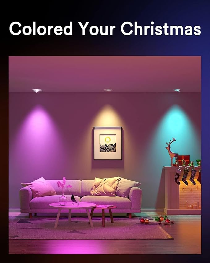 Lumary 4 Inch Smart Gimbal Recessed Lighting, 9W 810Lm ETL-Listed Eyeball Soffit Light, 40° Tilt Directional Color Changing LED Ceiling Downlight, Work with Alexa/Google Assistant, CRI 90+, 4Pack