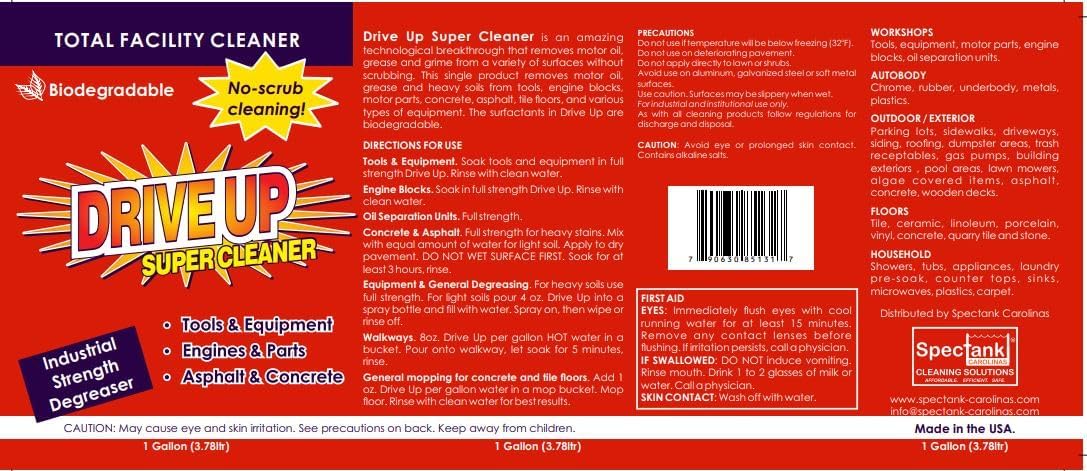 Concentrated Degreaser 1 x 1 gal, Multi Surface, Safe Degreaser, Remove Motor Oil from Concrete, Industrial Strength