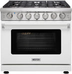 36 inch Professional Freestanding Pro-Style Natural Gas Range or Liquid Propane Gas Range with 6 Burners, 6.0 cu.ft. Oven Capacity, in Stainless Steel - KOS-36RG03M (White)