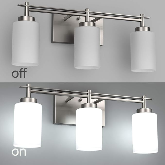 Aipsun Brushed Nickel Bathroom Vanity Light Vintage Bathroom Vanity Lighting Fixtures 3 Lights Industrial Wall Light (Exclude Bulb)