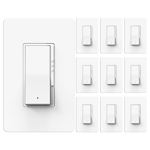 ThunderWay Digital Dimmer Light Switch, Single Pole/3-Way LED Slide Dimmer, for 300W Dimmable LED/CFL Lights and 700W Incandescent/Halogen, Wall Plate Included, 10 Pack, Matte White