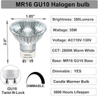 Vinaco GU10 C 120V 35W Bulb Dimmable, 6 Pack High Output 380LM GU10 C 110V 35W Candle Warmer Warm White 2800K, Long Lasting GU 10 Halogen Bulbs No Flicker for Candle Warmer Lamp & Track Lighting