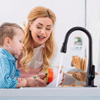 Kitchen Faucet with Soap Dispenser and Pull Down Sprayer - Stainless Steel Single Handle Kitchen Sink Faucet, 1 or 3 Hole Design for Modern Farmhouse Kitchens, Rv, and Bar Sinks (Matte Black)
