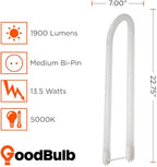 GoodBulb 13W T8 U Bend Fluorescent 6" Tube 5000K Daylight Medium Bi-Pin Base 1900 Lumesn 50000 Life Hours 13 Watts Car Dealership Lighting 10 Pack