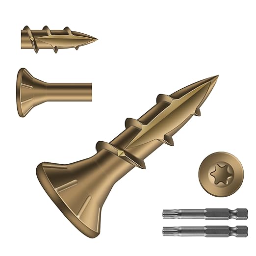 #8 x 5/8" Deck Screws (3235Pcs) 10lb. Carbon Steel, Yellow, Flat Head, Rust Resistant epoxy Coated, with T25 Star Bit