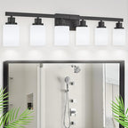 6-Light Black Vanity Lights, 38'' Modern Bathroom Vanity Lighting Fixtures for Mirror, Matte Bathroom Lighting Fixtures, Black Wall Sconces for Bedroom Living Room