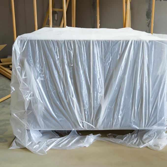 PAD ‘N PROTECT Flame Retardant/Fire Rated 6 Mil Plastic Sheeting 12' x 100', Anti-Static, Greenhouse Plastic, Durable Plastic Sheeting, Passed NFPA 701 Test 1&2 (Printed on The Sheet)(6 Mil)