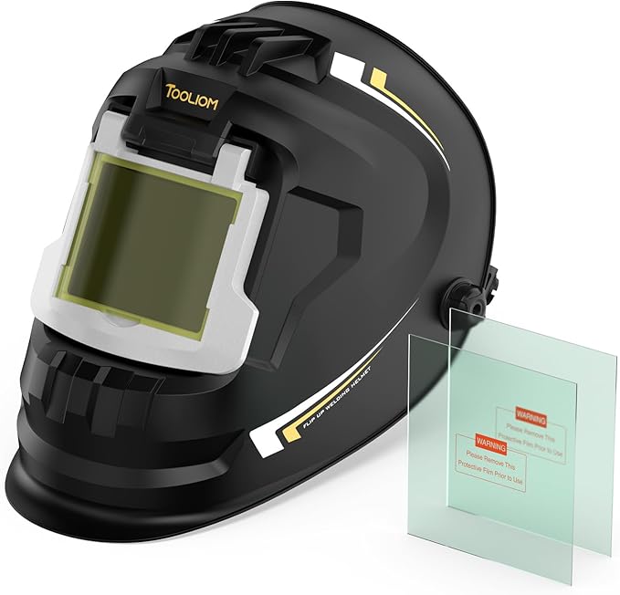 TOOLIOM Flip Front Welding Helmet Welding Mask with Flip Up Lens Welding Hood Shade-10 Black Welder Helmet for Stick MIG TIG