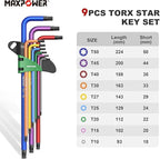 MAXPOWER Allen Wrenches Sets, 27-Piece Allen Key Wrench Set Includes SAE (1/6-3/8"), Metric (1.5-10mm), Torx (T10-T50), Extra Long Arm Ball & Torx End Hex Key Set with T-Handle