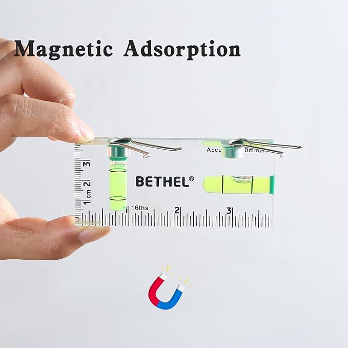 BETHEL Small Level Mini Bubble 90°/180°SpiritLevel,Magnetic 3.74 Inch Shatterproof Cross Check PocketLevel Picture Hanging Levels Tools for Machinist,Construction & Household