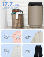 17.7 lbs Full-Automatic Washing Machine with LED Display, Laundry Washer with Drain Pump, 10 Wash Programs 8 Water Levels Washer & Spinner for Home, Apartment, Dorms, Gold