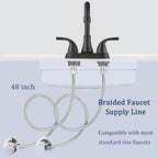 48" Faucet Supply Line,3/8" Comp x 1/2" FIP Flexible Faucet Connector,Stainless Steel Braided Supply Line for Long Distance Use of Faucet Sink, Water Heater, Angle Valve（Plumbers Tape Include）