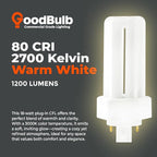 GoodBulb 18 Watt CFL Light Bulbs 4 Pin GX24Q-2 Base 3000K Warm White 18W High Output 1200 Lumens Triple Tube Compact Fluorescent Light Bulbs Plug-in 10 Pack