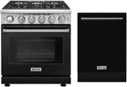 30 inch Freestanding Natural Gas Range or Liquid Propane Gas Range with 5 Burners, Large Capacity 24 inch Top Control Built-In Dishwasher with Third Rack, in Stainless Steel (Black)