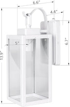 LIT-PaTH Dusk to Dawn Outdoor Wall Lantern, Wall Sconce as Porch Lighting Fixture, E26 Medium Base Max 60W, Anti-Rust Metal with Glass Shade, White, 1-Pack