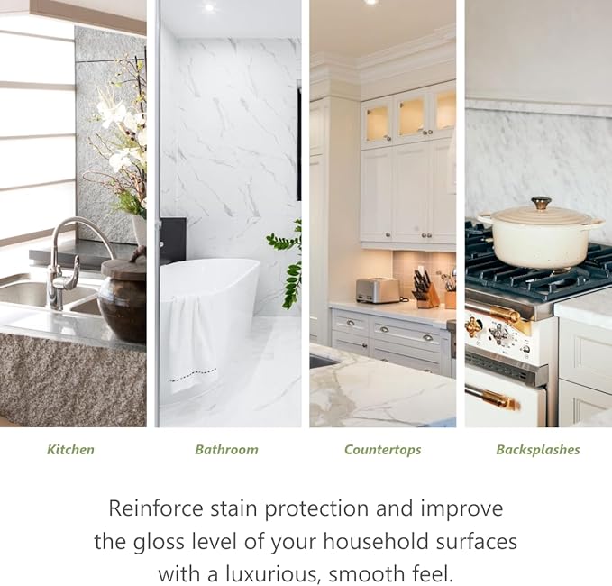 MORE - Twin Pack - Includes Stone & Quartz Cleaner + Polish - Granite, Quartz & Marble Cleaner & Polish - For Kitchen & Bathroom Countertops - Pack of 2 16oz Sprays - Peppermint-Thyme