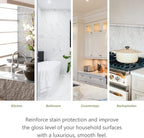 MORE - Twin Pack - Includes Stone & Quartz Cleaner + Polish - Granite, Quartz & Marble Cleaner & Polish - For Kitchen & Bathroom Countertops - Pack of 2 16oz Sprays - Peppermint-Thyme