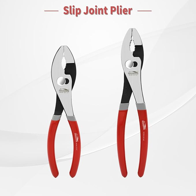 4-Piece Tool Set with Case Including 8-In and 10-In Slip Joint Pliers, 6” Flush Cutter, 5” Needle Nose Pliers for DIY & Home Use