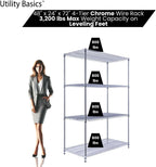48"x24"x72" Chrome Premium Metal Steel Wire Shelving 4-Tier NSF 3200 LBS MAX Capacity Heavy Duty Storage Rack for Garages, Commercial Spaces, Hospitals, & Schools w/Premium Wheels