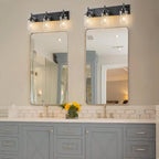 GoYeel Vanity Lighting Fixtures, Matte Black Bathroom Light Fixtures 3-Light Black Wall Sconce with Clear Glass Lampshade for Bedroom Hallway Living Room Kitchen