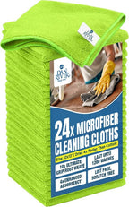 DAN RIVER 24-Pack Green Microfiber Towels – Ultra Absorbent, Lint-Free & Streak-Free Cleaning Cloths for Home, Car & Kitchen - Must-Have Cleaning Essentials - 12" x 12"