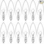 E12 Candle Light Bulbs 25W Warm White 2500K, 250Lumen - B10 Clear Candelabra Base Bulbs Dimmable Chandelier Light Bulbs for Ceiling Fan, Pendants or Outdoor (12 Pack)
