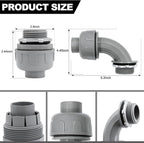 1-1/4 inch Liquid Tight Connector PVC Flexible Conduit Connector, 180 Degree and 90 Degree UL Listed, Non-Metallic Electrical Conduit Fittings 6 Pack(4 pcs 180D/2 pcs 90D)