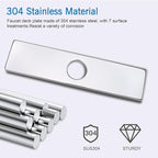 Sink Hole Cover, Faucet Deck Plate Escutcheon for 1 or 3 Hole Kitchen Sink Faucets Stainless Steel 10 Inch, Chrome