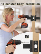 2 Pack Square Black Door Handles Interior, No Lock Passage Door Lever for Left or Right Handing, Heavy Duty Matte Black Closet Door Handle Sets