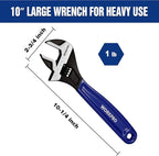 WORKPRO 10-Inch Adjustable Wrench, Cr-V Steel Wide Jaw Black Oxide Wrench, Metric & SAE Scales, for Home, Garage, Workshop and DIY