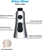 Hibbent Pull Down Kitchen Faucet Head Replacement, 3-Function NSF/ANSI/CAN 61 & CUPC Certified Sink Spray Nozzle, 15 Adapters, Compatible with Moen, Delta, Kohler Faucets, Chrome (Shiny Silver)