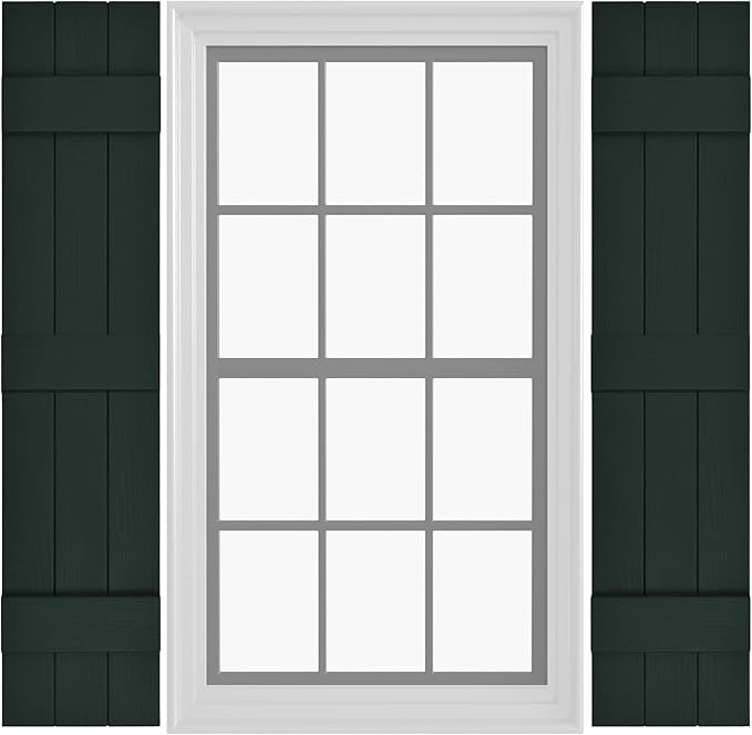Board & Batten Vinyl Shutters (1 Pair) | 11"x81" (3-Board) - Heathered Spruce | Exterior Window Shutters | Includes Mounting Hardware | Simple Installation | Made in USA