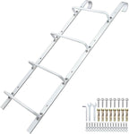 4-Rung Window Well Ladder Hooked, Heavy Duty Steel Fire Escape, Powder-Coated Basement Egress Wall Mounted, 45.2" Lx17.9 W, White