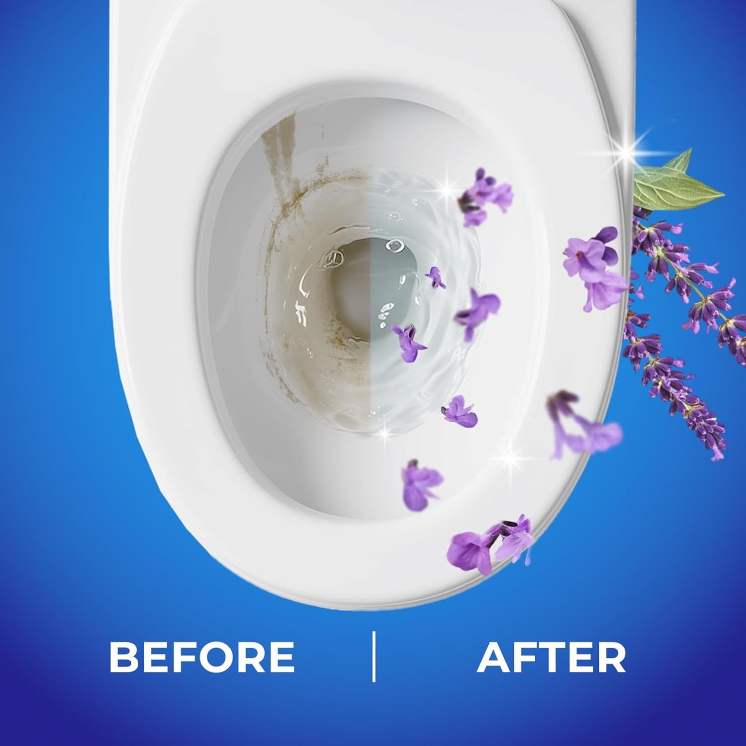 Toilet Bowl Cleaner Rim Hanger, 6 Count Automatic Bowl Toilet Cleaner, Cleans and Freshens Toilet Bowl, Lavender Scent - 7 Month