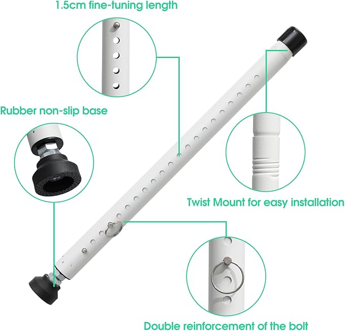 2pcs Sliding Door Security Bar, Adjustable Window Security Locks with Rubber Tips 17-50inch, Patio Door Security Lock Black for Home Apartment, White