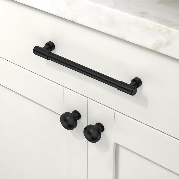 10 Pack Matte Black Cabinet Pulls 6.3 Inch(160mm) Kitchen Cabinet Handles Cabinet Hardware for Drawer Pulls