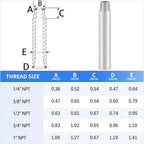 ChillWaves 304 Stainless Steel Pipe Fitting, Nipple Cast Pipe 1/2" NPT Male x 1/2" NPT Female Thread 8" Length(200MM)(1-PACK)