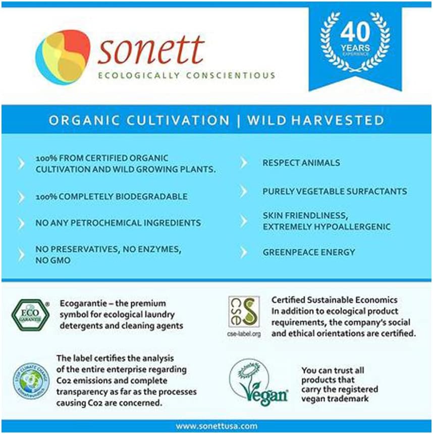 Sonett Organic Floor Cleaner -Protects waxed, oiled and varnished floors with a natural wax film without build-up 17 fl. oz (Pack of 6)