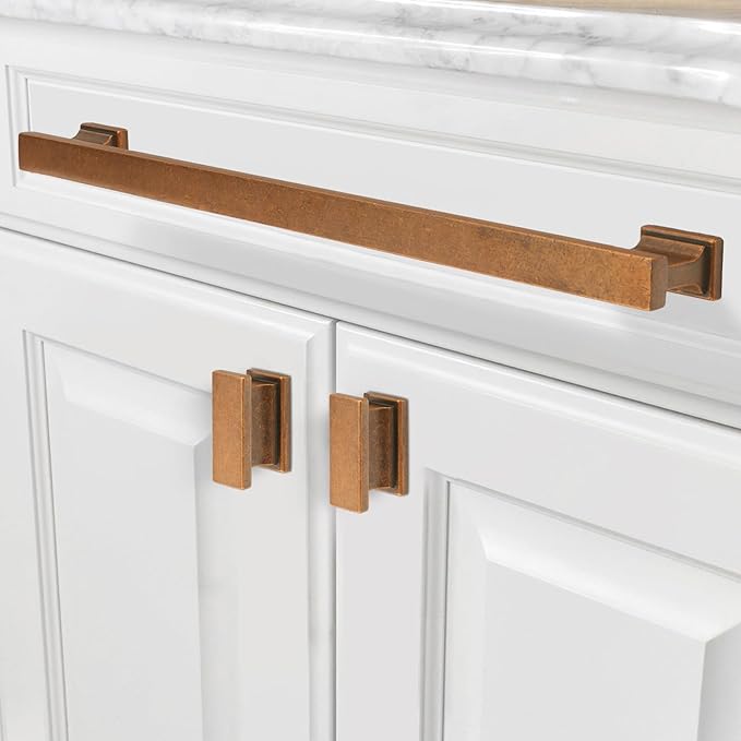 COTYKILEY 6 Pack 10 Inch(256mm) Antique Brass Kitchen Cabinet Handles Cabinet Pulls Vintage Drawer Pulls Aged Gold Bronze Kitchen Cabinet Hardware